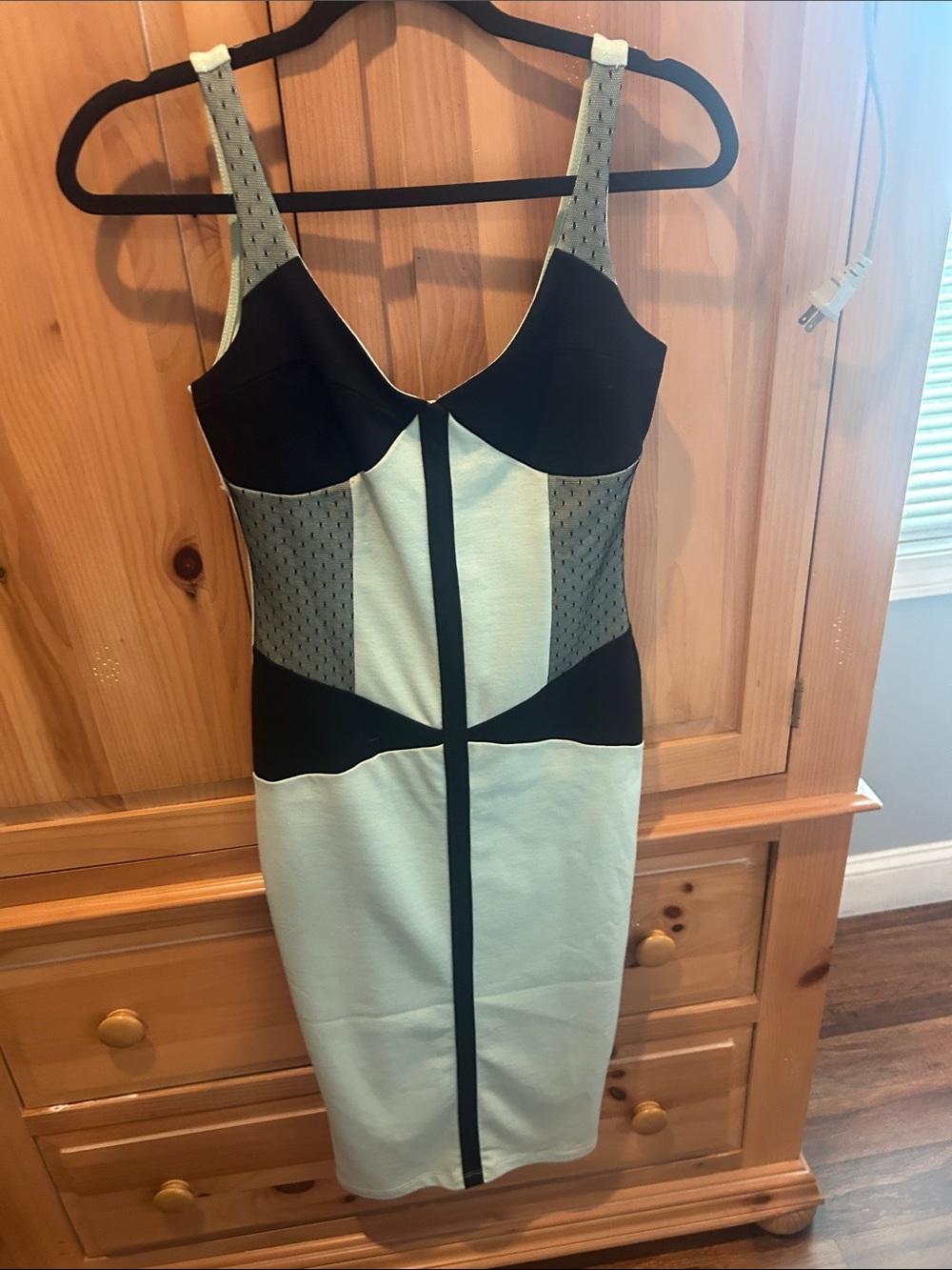 Black and Light Blue Colorblock Bodycon Dress